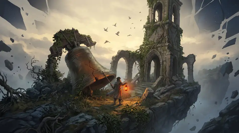 Ringing a fallen bell at morning