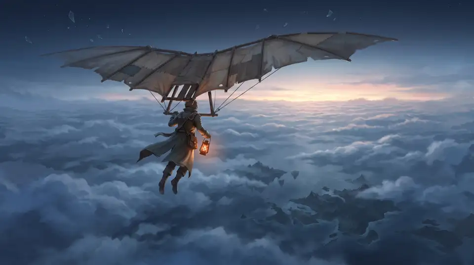 Gliding over the islands at dawn