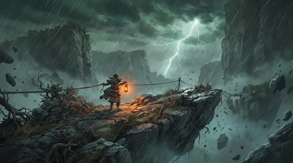 Crossing between islands in a storm